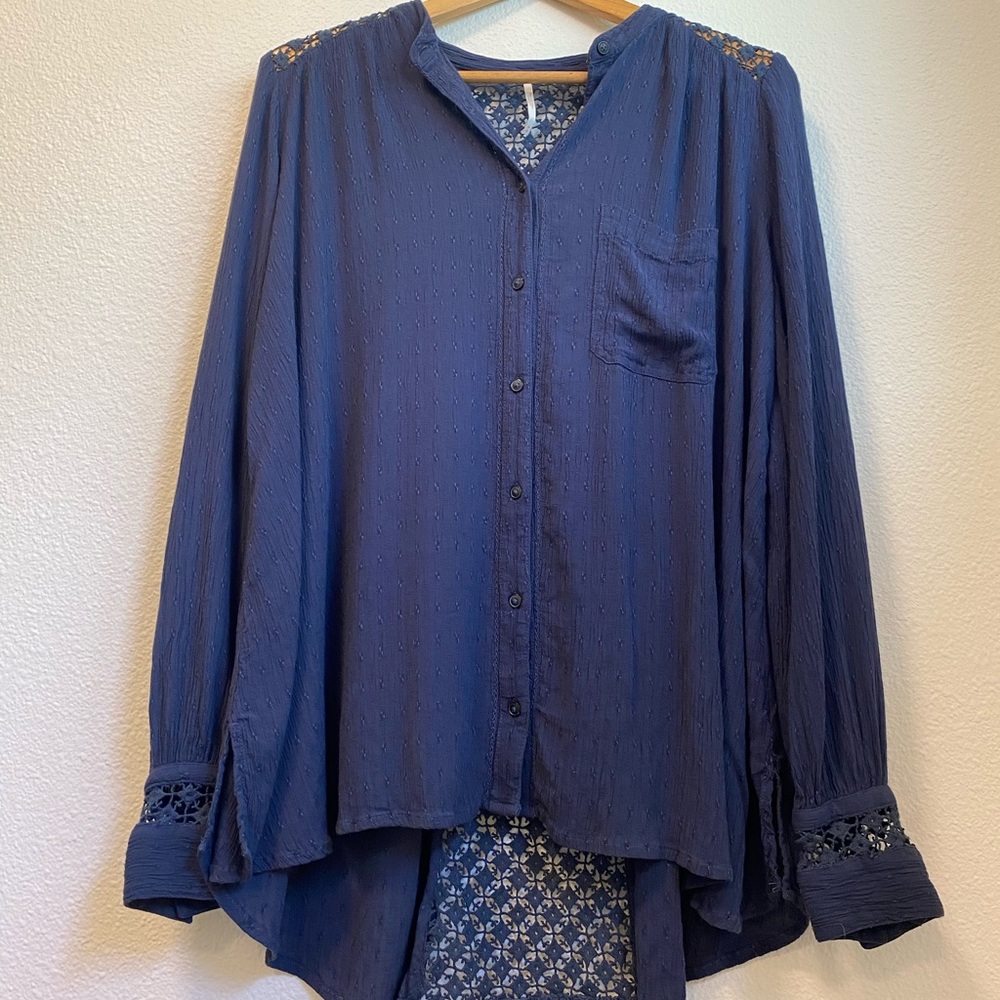 Free People Navy Tunic with High-Low Hem